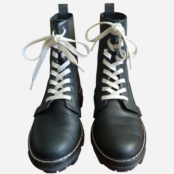 rag & bone Shiloh Leather Combat Boots – Black – Size 38 - Picture 6 of 11